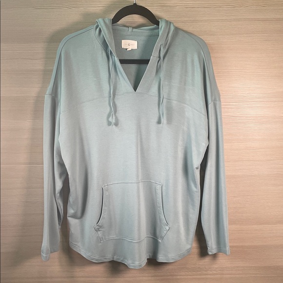 Lou & Grey Tops - Lou & Grey Sage Green V-neck Pullover Lightweight Hoodie | Medium